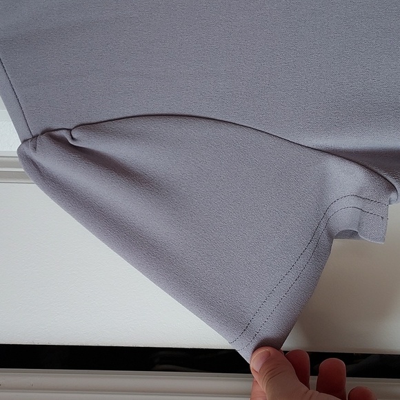 Jamby Styles small shirt sleeve midi dress grey pleated front - Picture 2 of 11